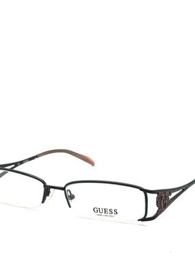 GU1665 GUESS Black  Metal Frame Eyeglasses with red wine Temple Accents size 52
